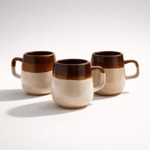 VINTAGE RETRO‎ SURF SHACK STYLE COFFEE MUGS BROWN/CREAM/WHITE MCM POTTERY